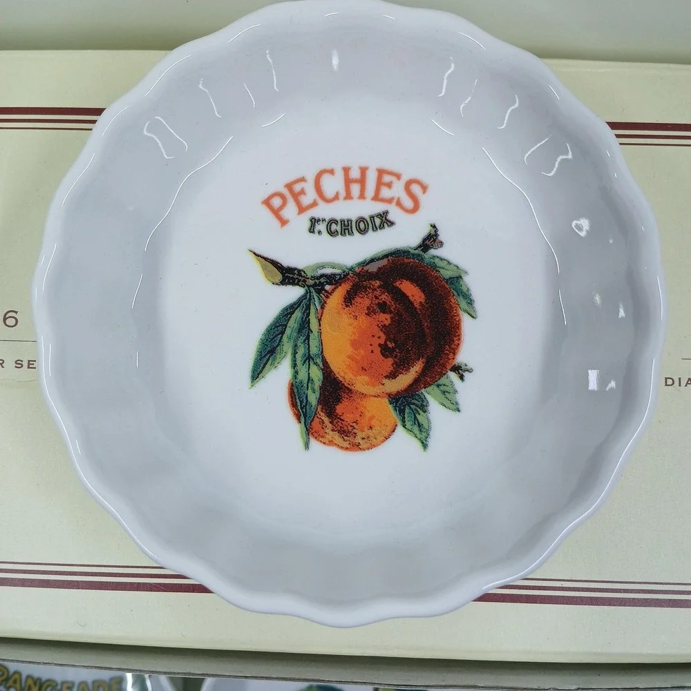 Williams-Sonoma Harvest Market Ramekins Set Of 6 White Fruit 4‎ In Italy Ceramic